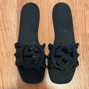 Gucci Black Leather Slides